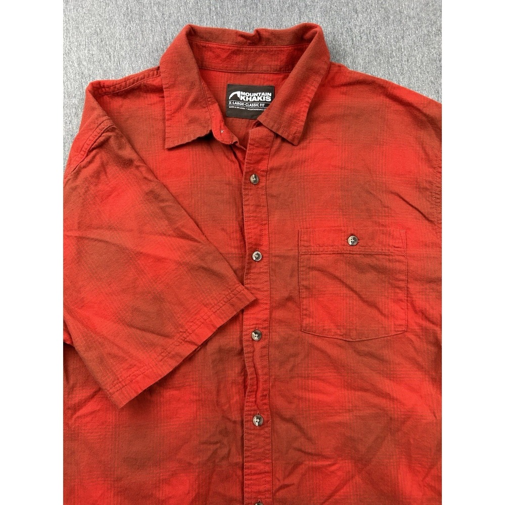 Mountain Khakis Red Outdoor Hiking Button Up Short Sleeve Shirt Mens XL Classic
